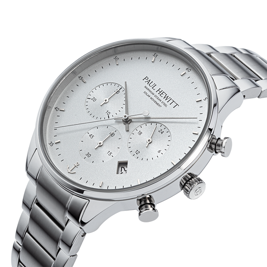 Chrono Uhr Silber Weiß