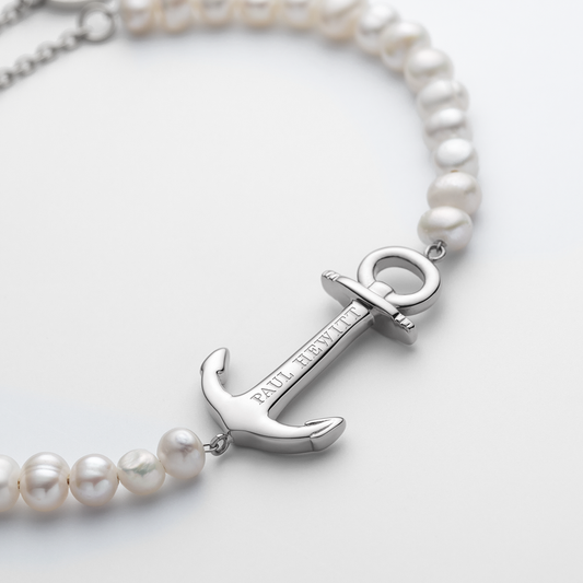 The Anchor Beads Bracelet Silver Pearl