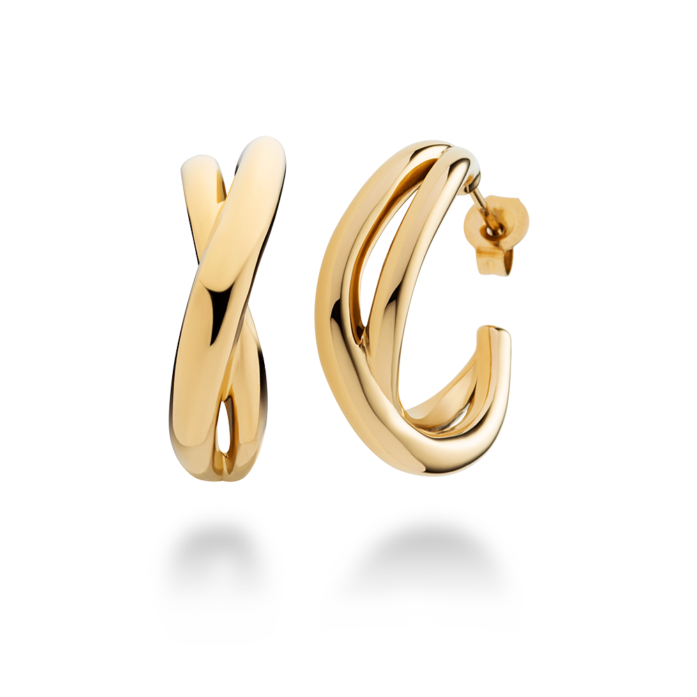 Boucles D'oreilles à Levier Cercle Vague Hawaïen En Or Blanc Massif 14 Carats Avec CZ