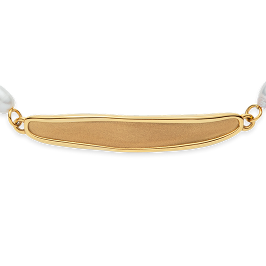 Engravable Plate Pearl Armkette Gold