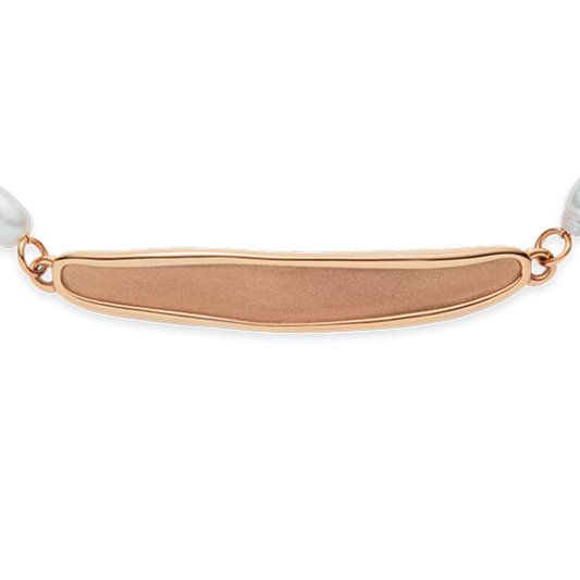 Engravable Plate Pearl Armkette Roségold