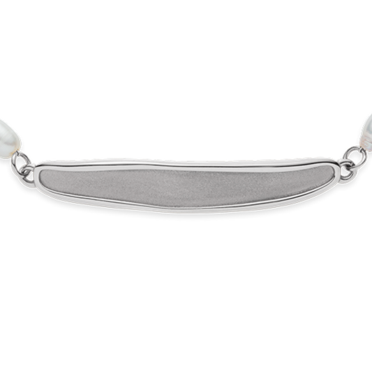 Engravable Plate Pearl Armkette Silber