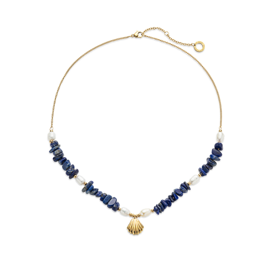 Scallop Stone Necklace Gold