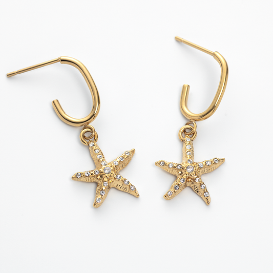 Sea Star Hoops Earring Gold