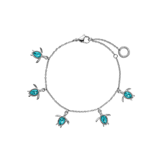 Turtle Bracelet Aquamarine Silver
