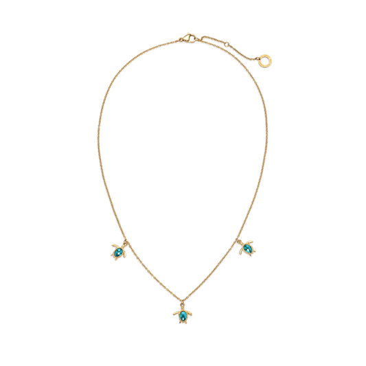 Turtle Necklace Aquamarine Gold