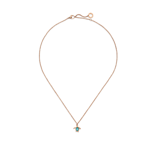 Turtle Mono Necklace Aquamarine Rose Gold