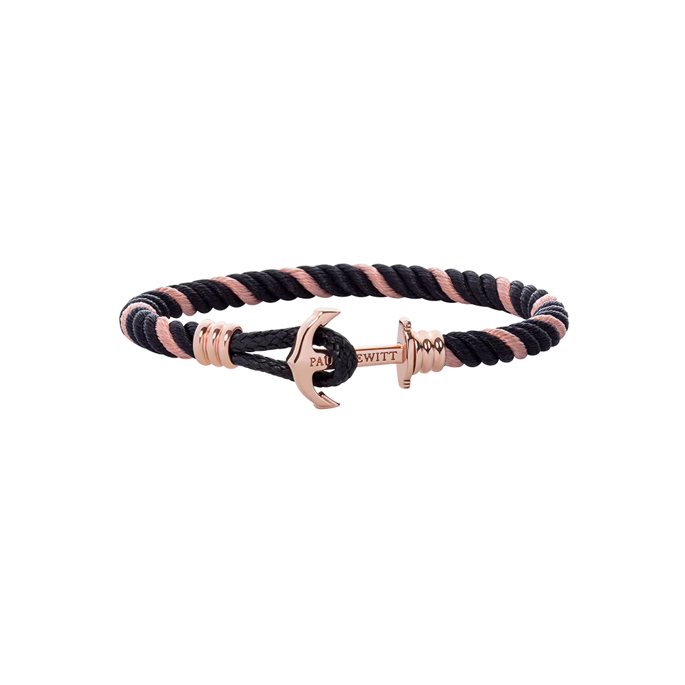 Anchor Bracelet Phrep Lite Rose Gold Nylon Pink Rose Black