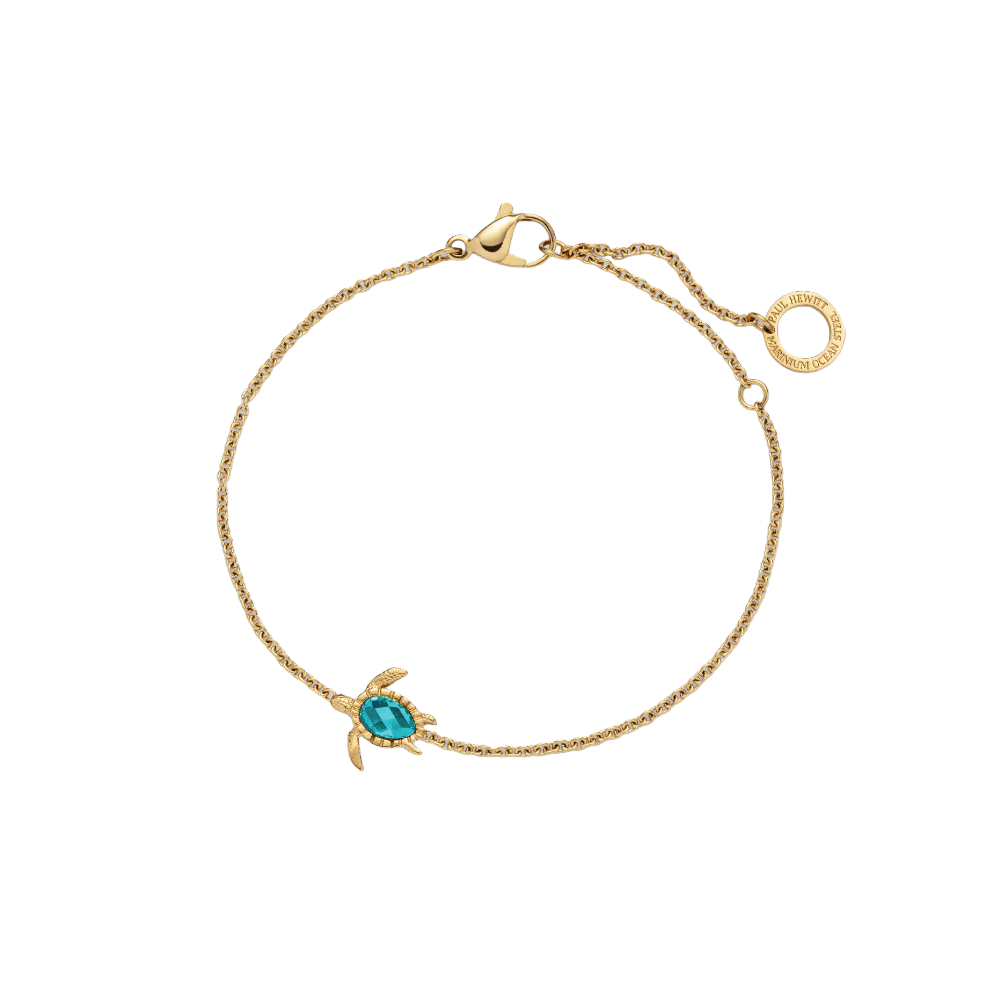 Turtle Mono Bracelet Aquamarine Gold