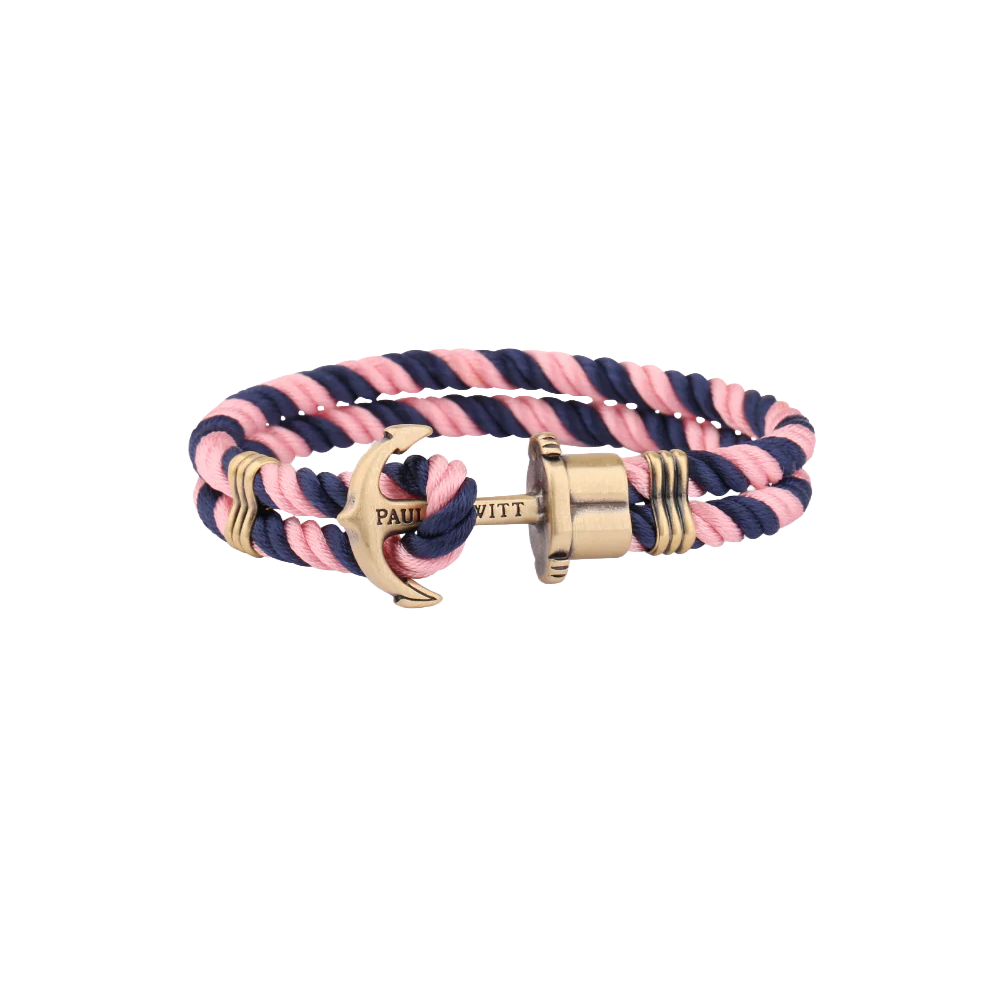 Anchor Bracelet Phrep Brass Nylon Navy Blue Pink