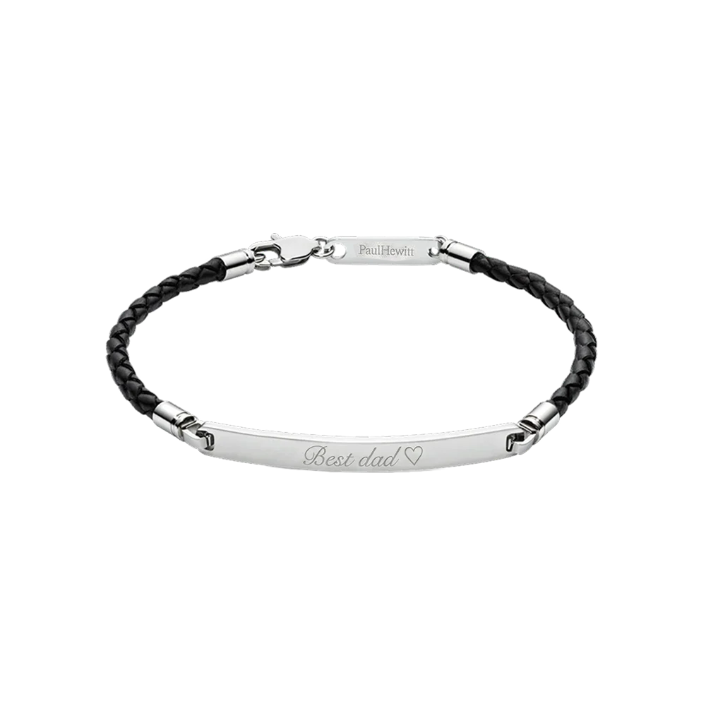 ID Armkette Leder Silber