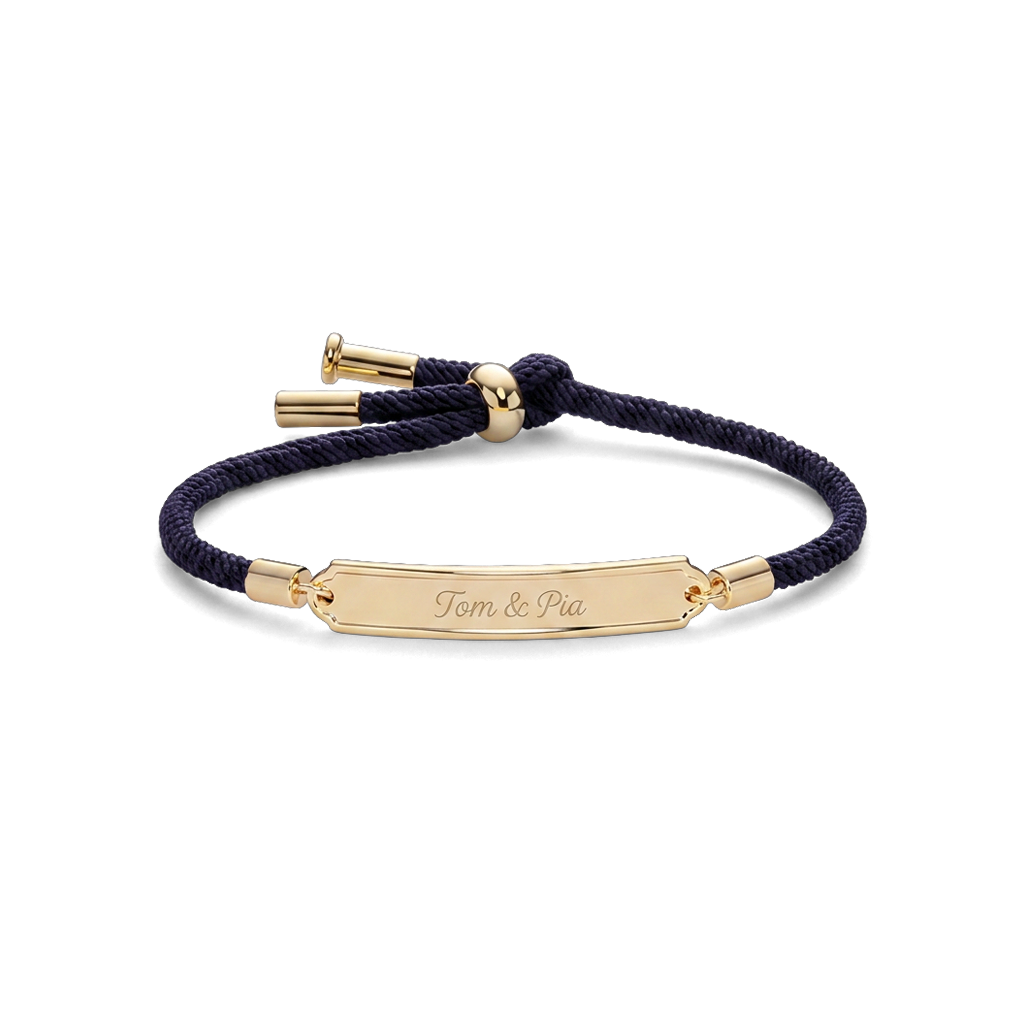 Vitamin Sea Gravur Armband Gold Marineblau