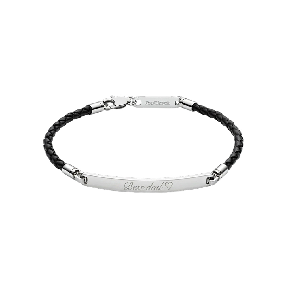 ID Armkette Leder Silber