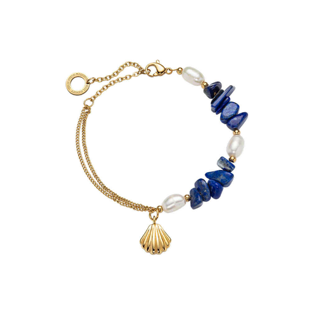 Scallop Stone Armkette Gold