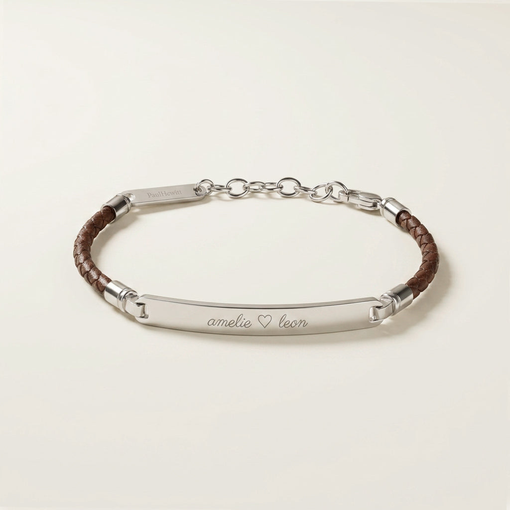 ID Bracelet Leather Brown Silver