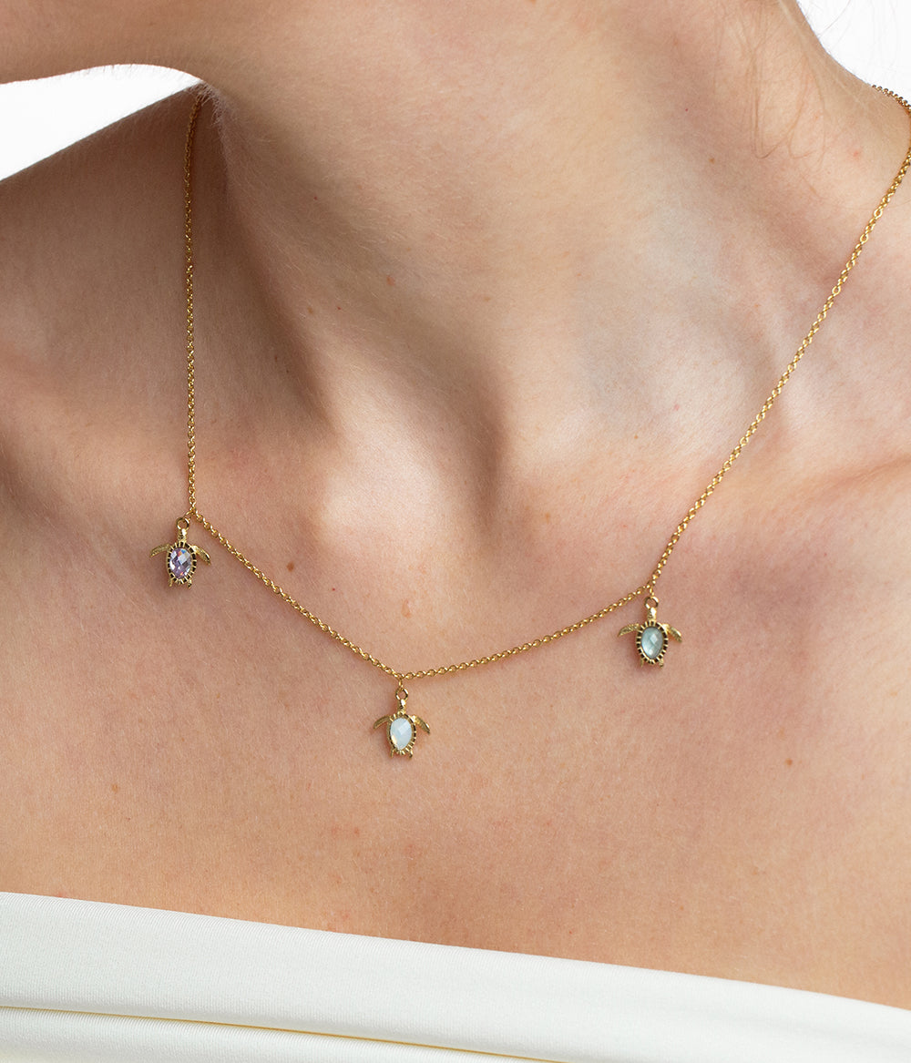 Turtle Rainbow Necklace Gold