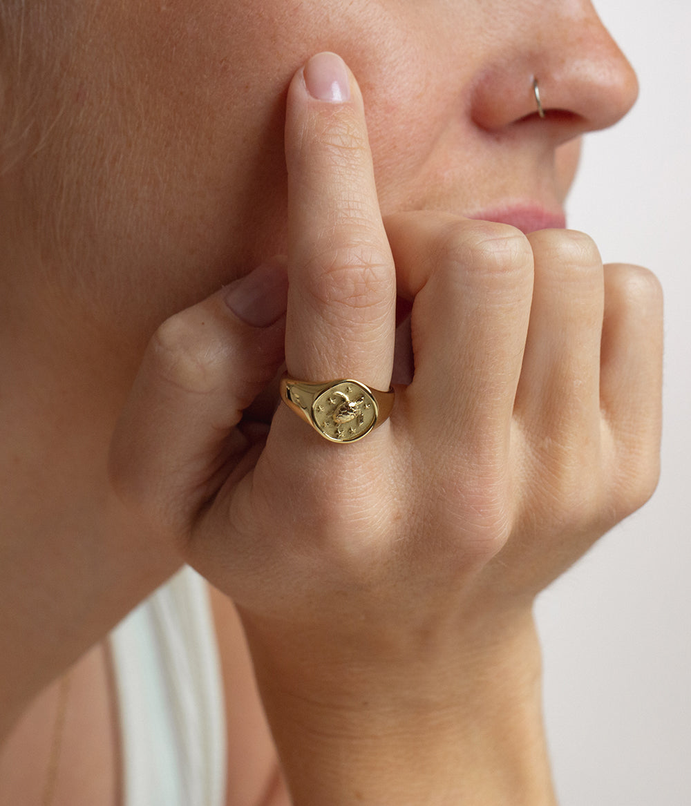 Turtle Signet Ring Gold
