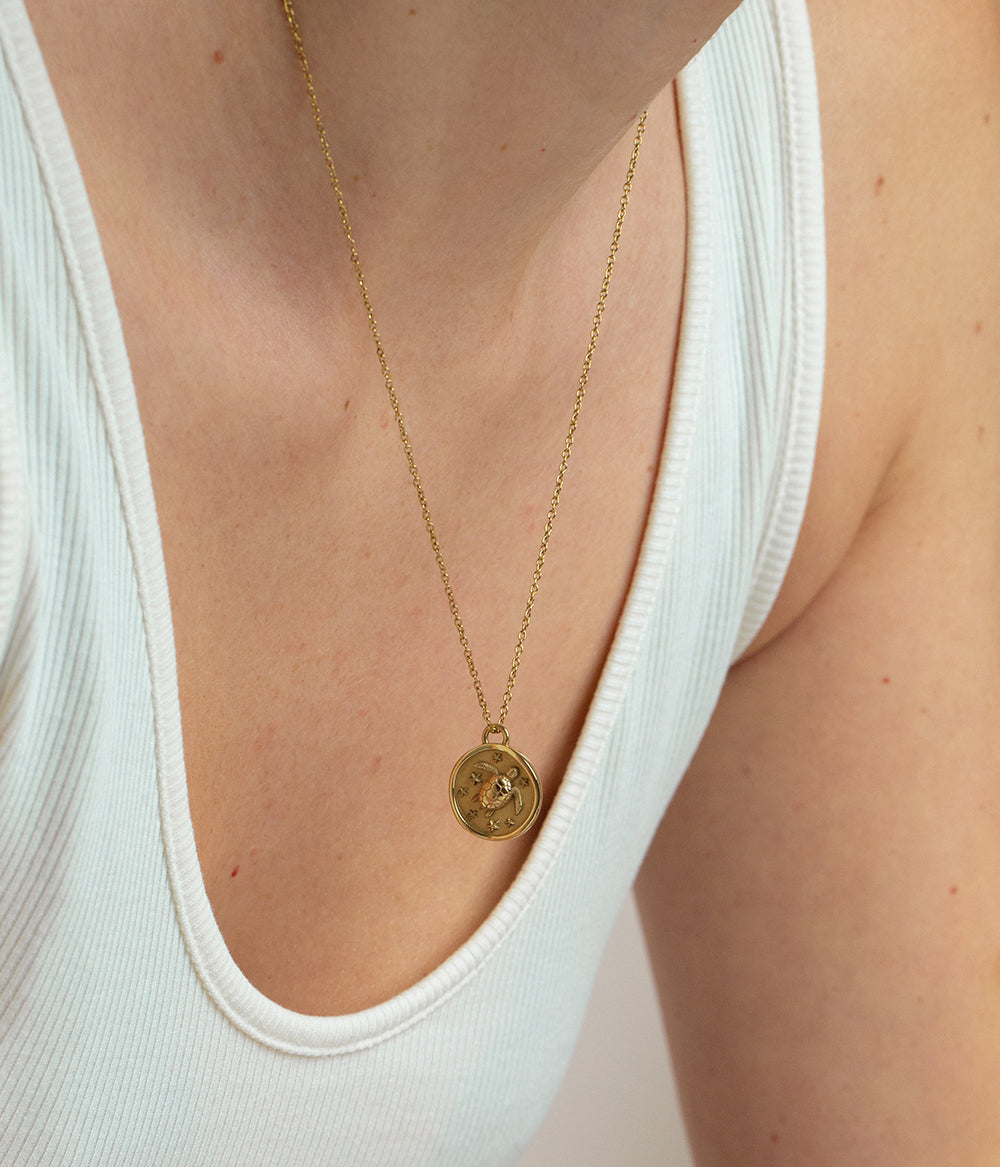 Turtle Coin Necklace Gold