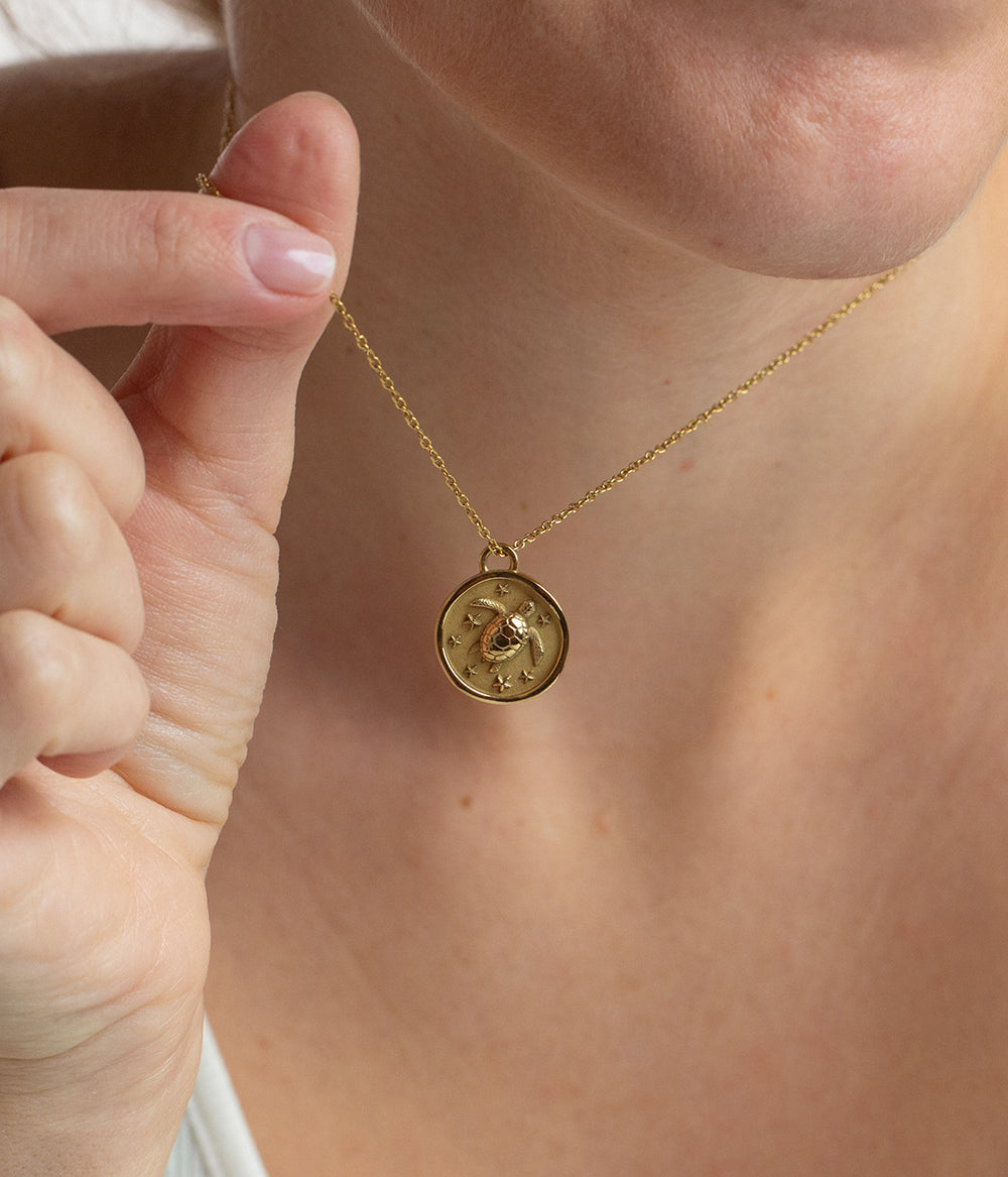 Turtle Coin Necklace Gold