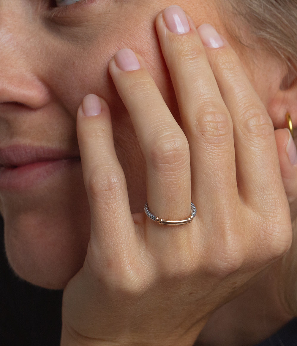 Bague Starboard or rose argent