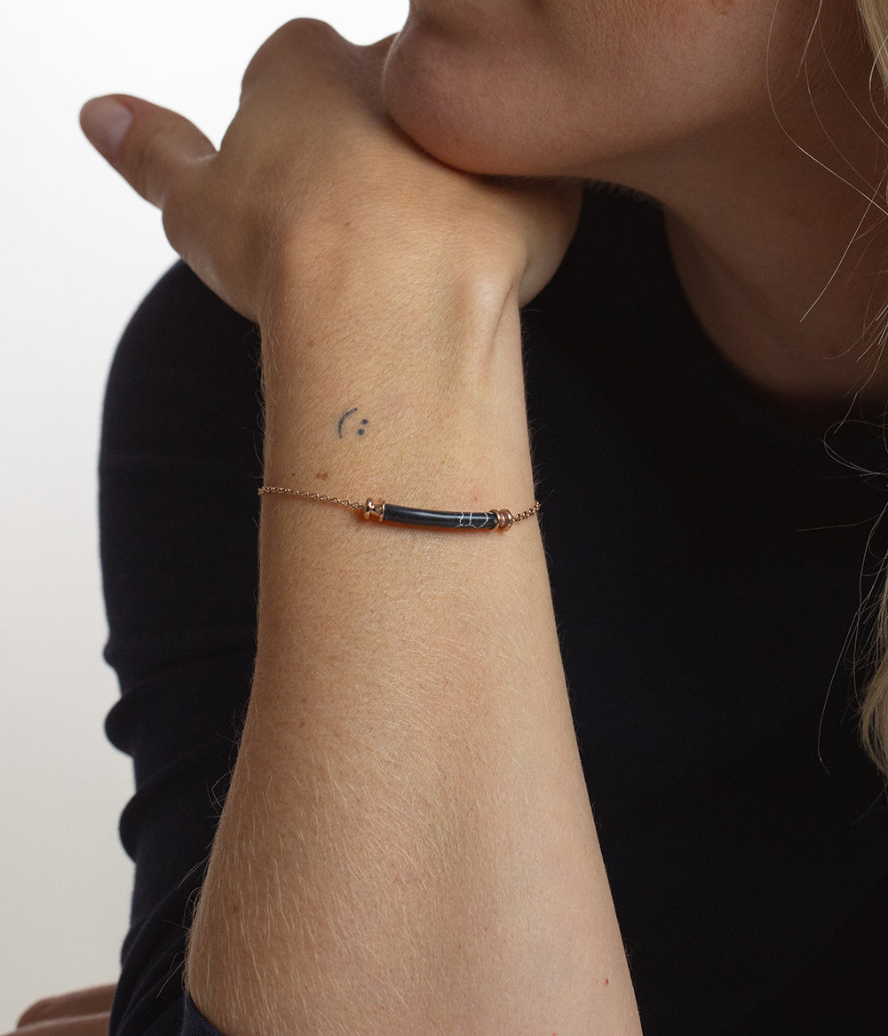 Bracelet Starboard Or Rose Marbre Noir