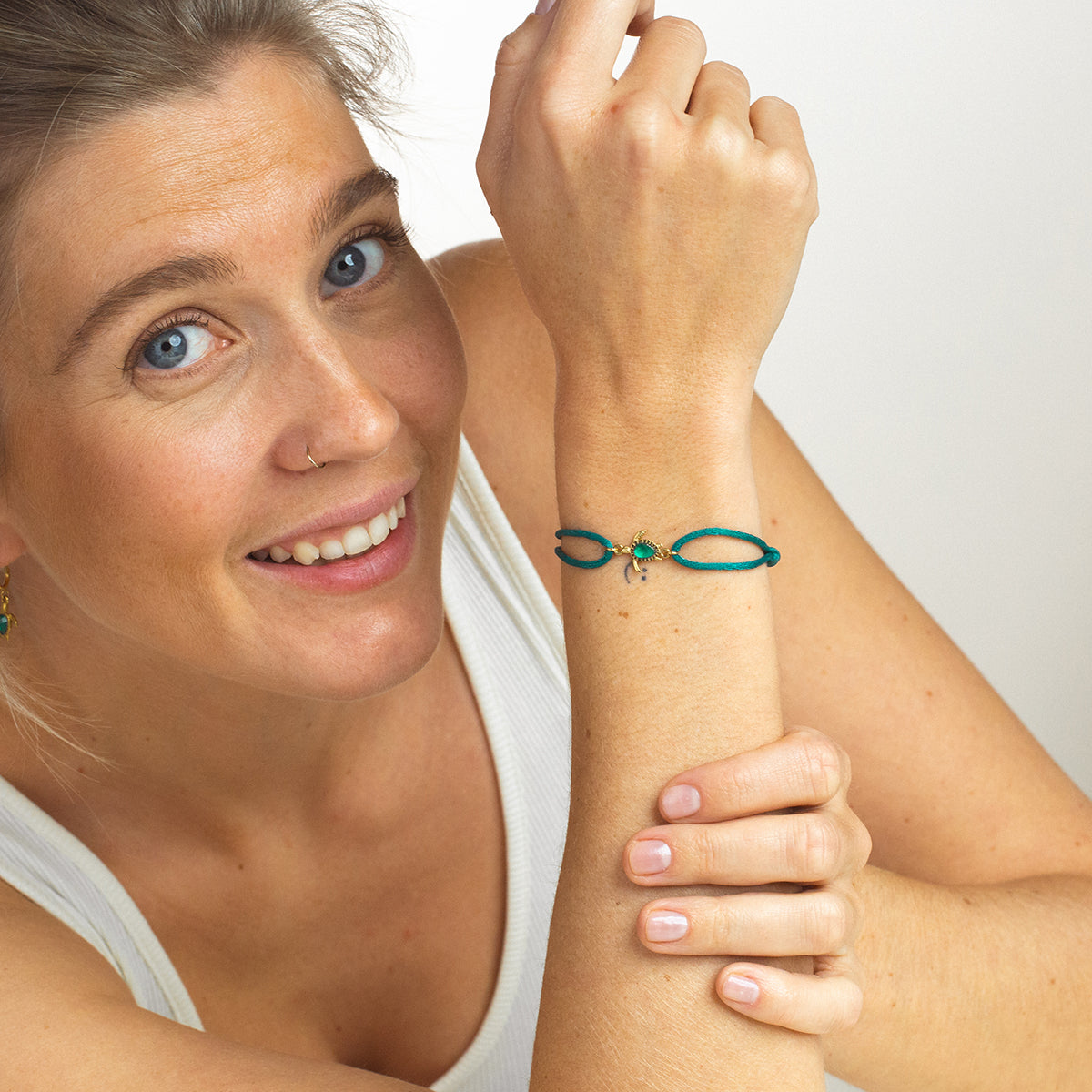 Turtle Armband Aquamarine Gold