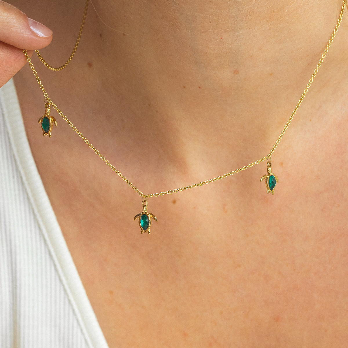 Turtle Halskette Aquamarine Gold