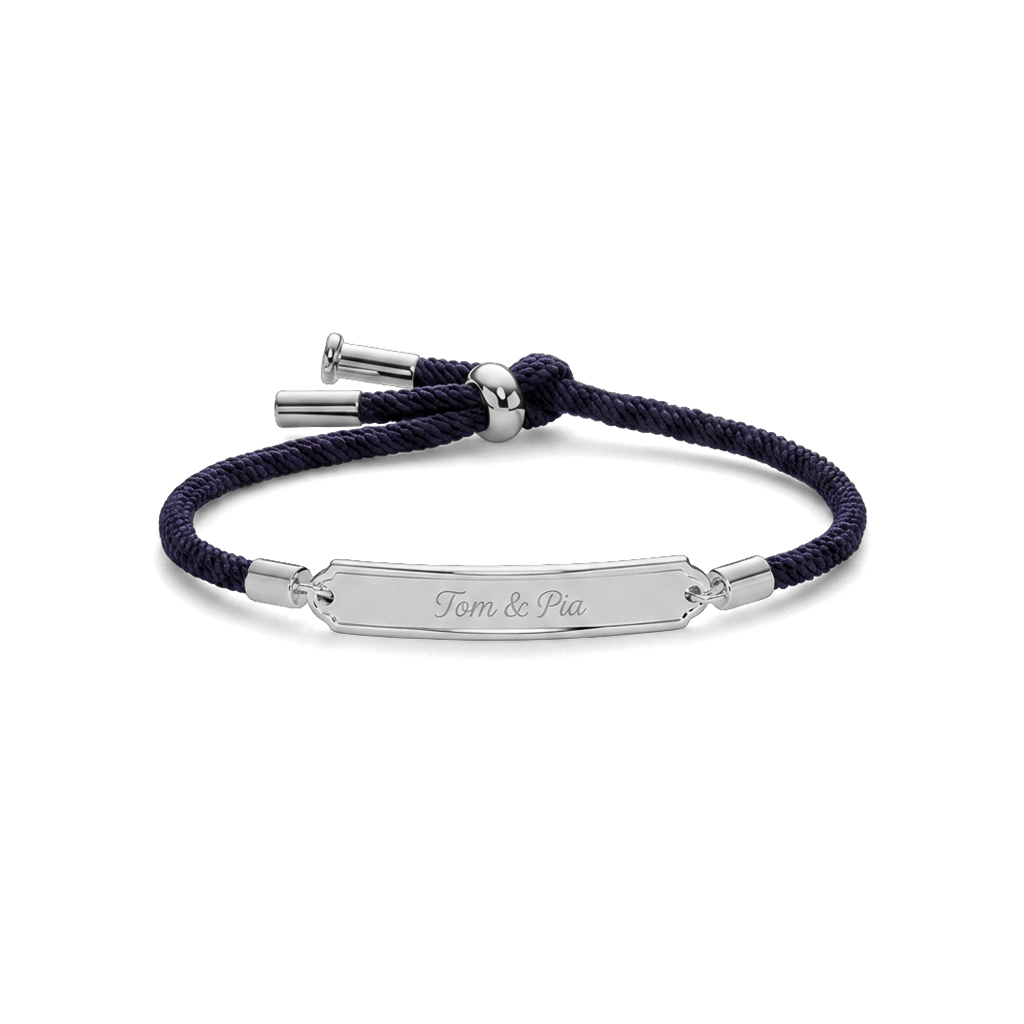 Vitamin Sea Engraved Bracelet Silver Navy Blue