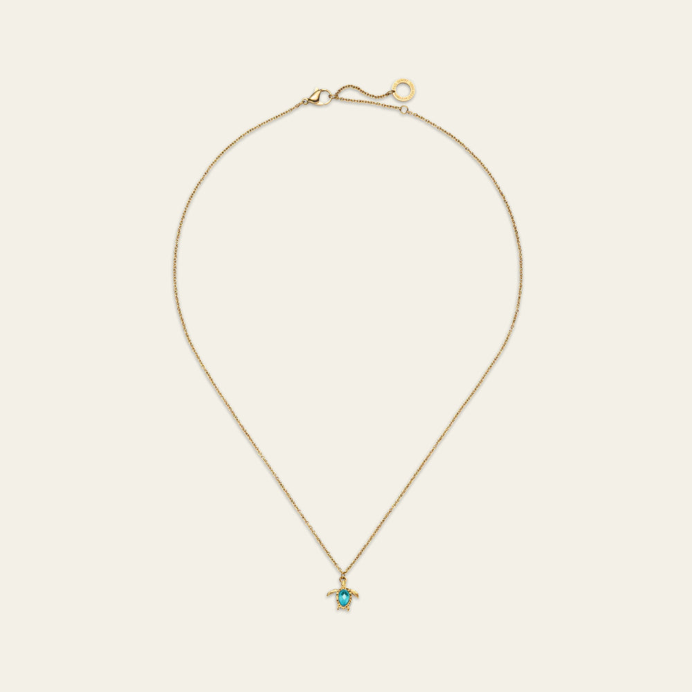 Turtle Mono Collier Aquamarine Or