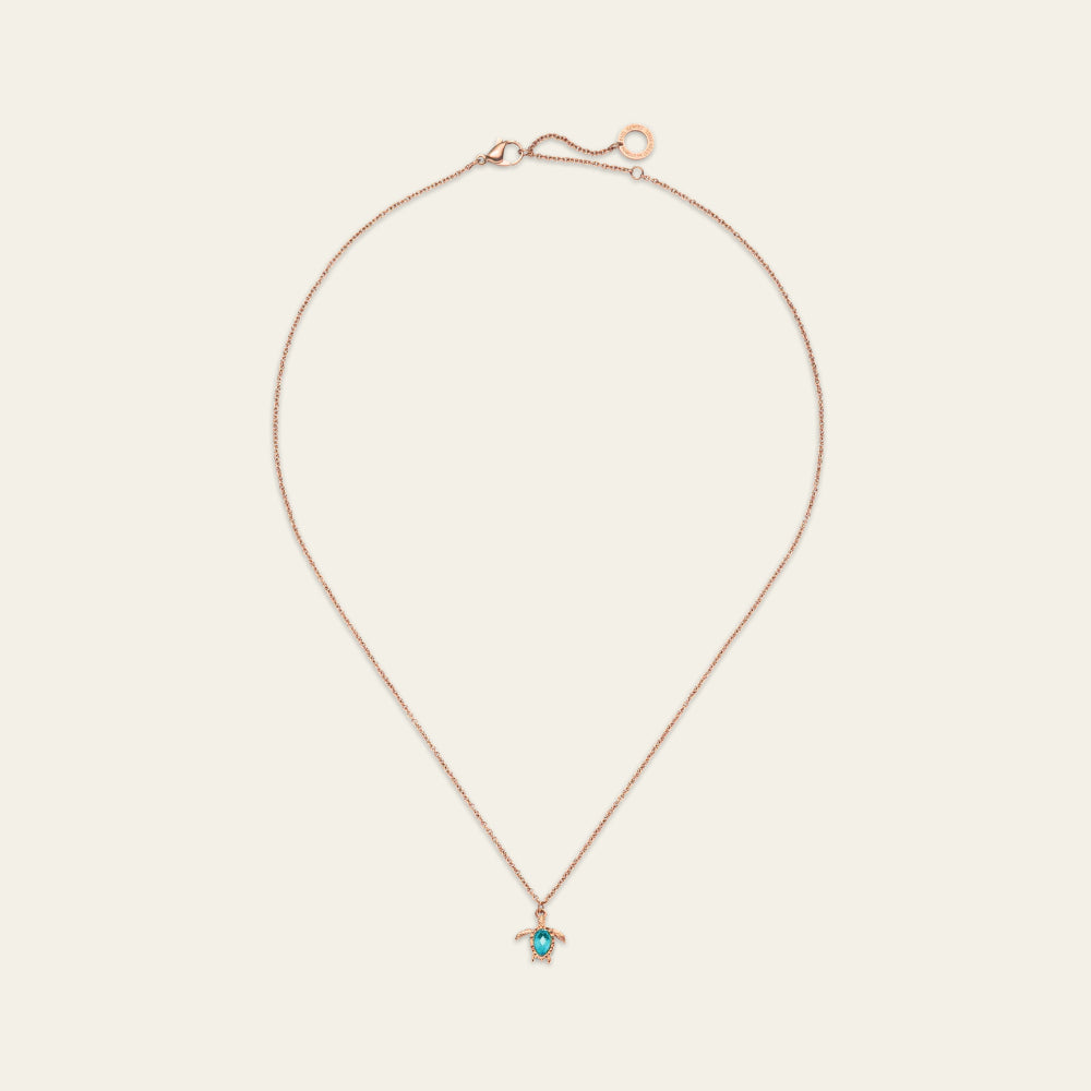 Turtle Mono Halskette Aquamarine Roségold