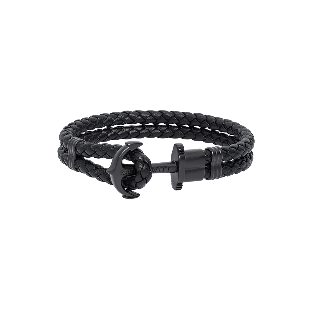 Bracelet Ancre Phrep Cuir Noir Noir