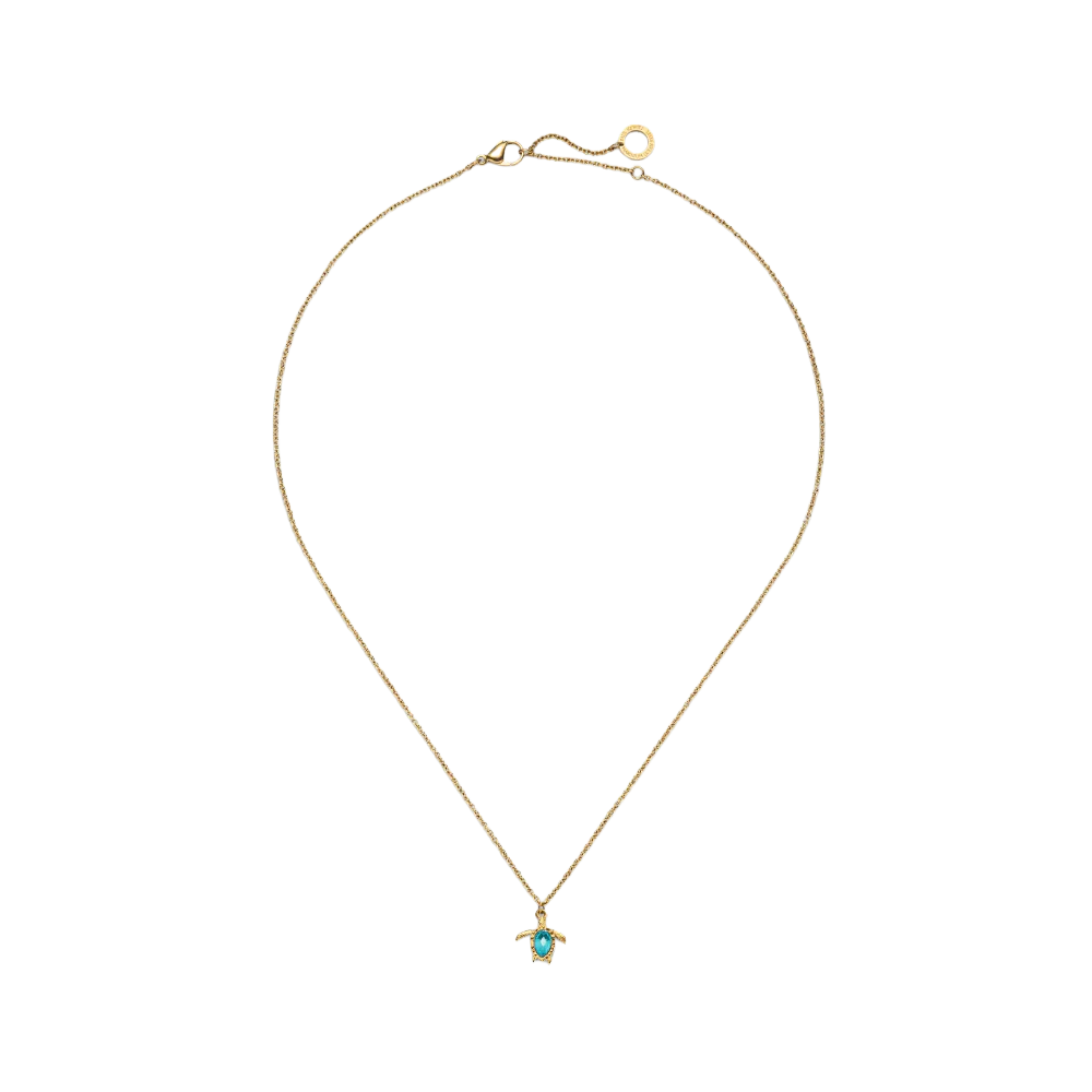 Turtle Mono Halskette Aquamarine Gold