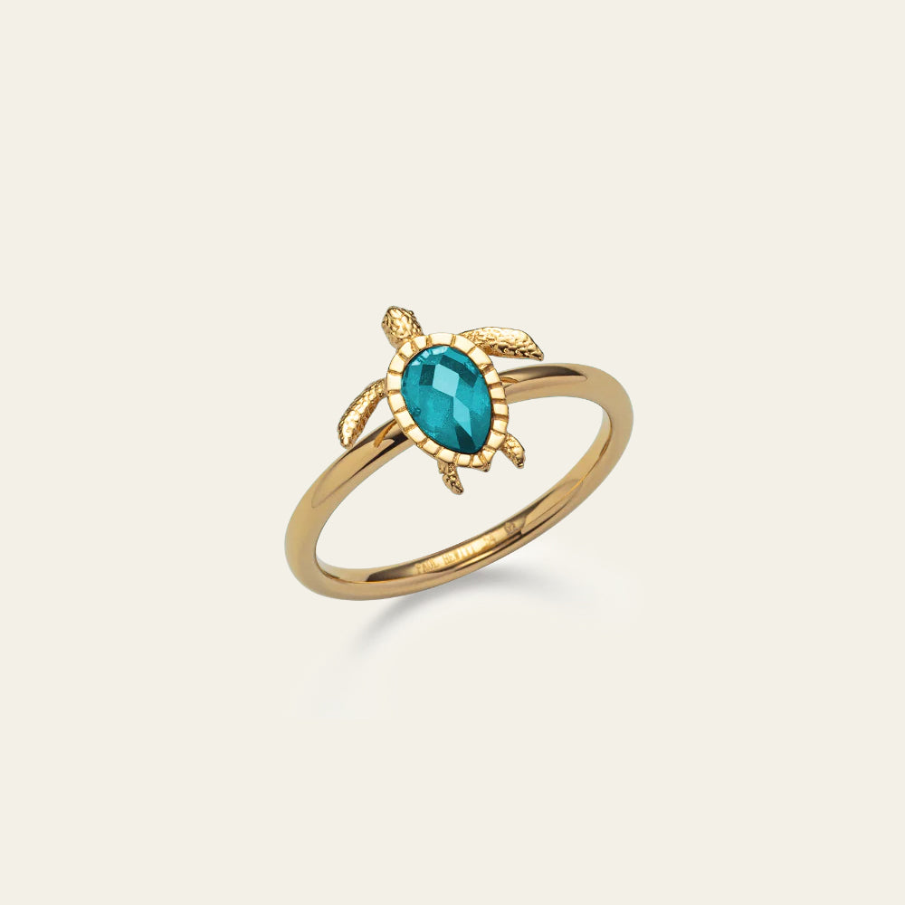 Turtle Bague Aquamarine Or