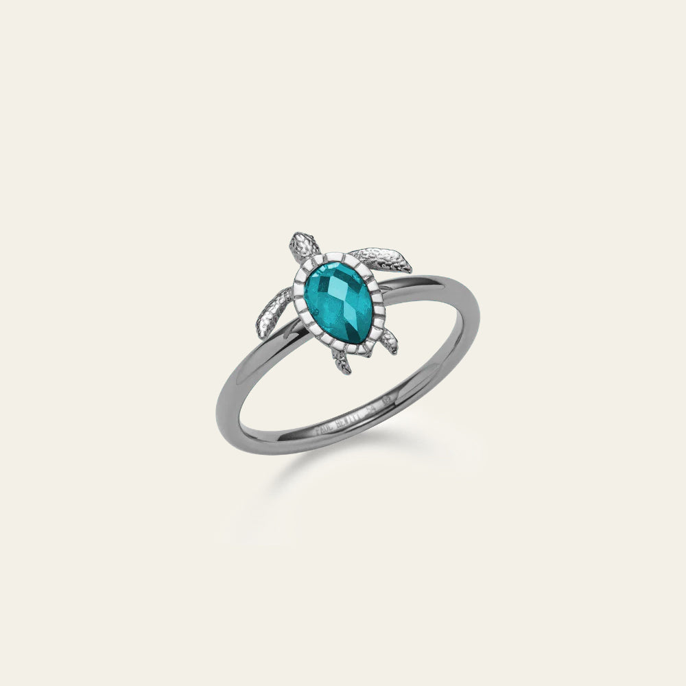 Turtle Bague Aquamarine Argent