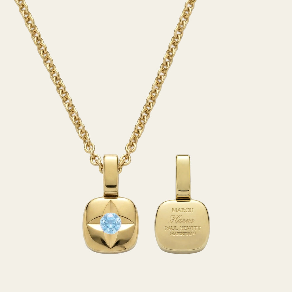 Birthstone March Necklace Gold