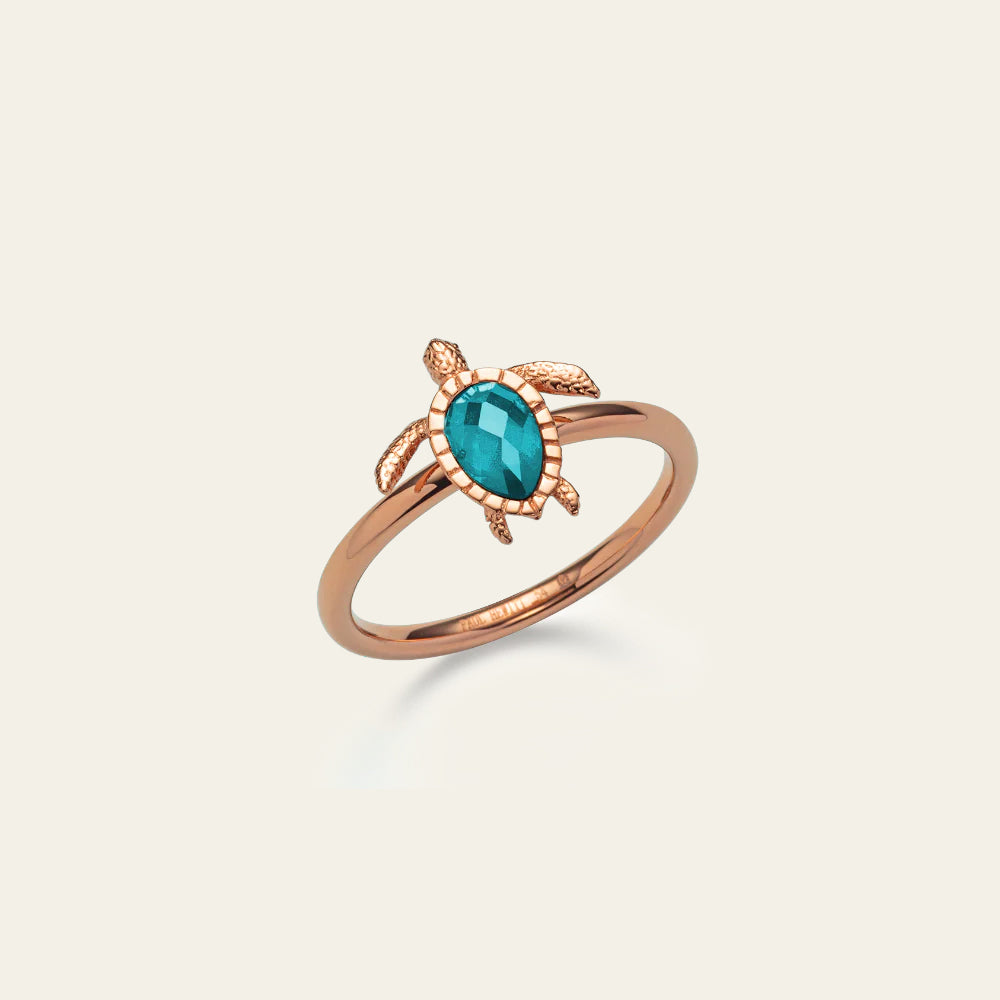 Turtle Ring Aquamarine Roségold