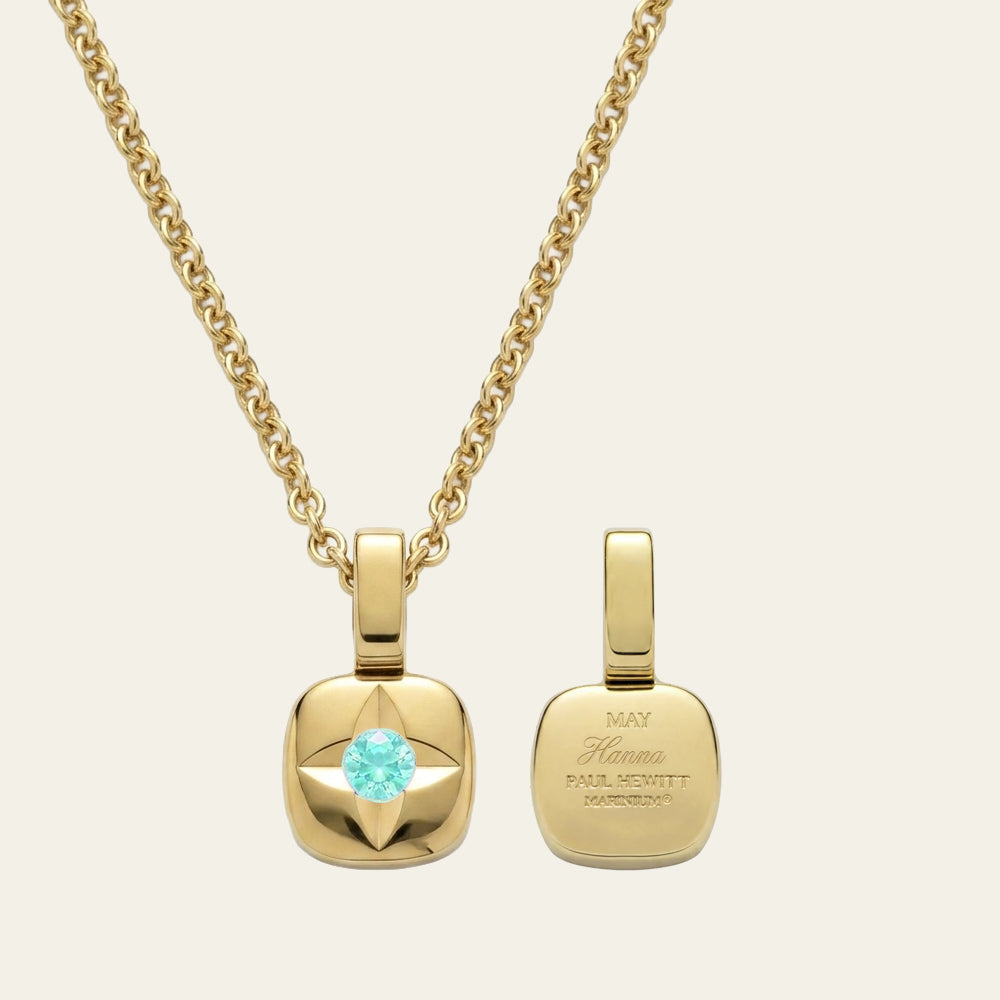 Birthstone May Necklace Gold