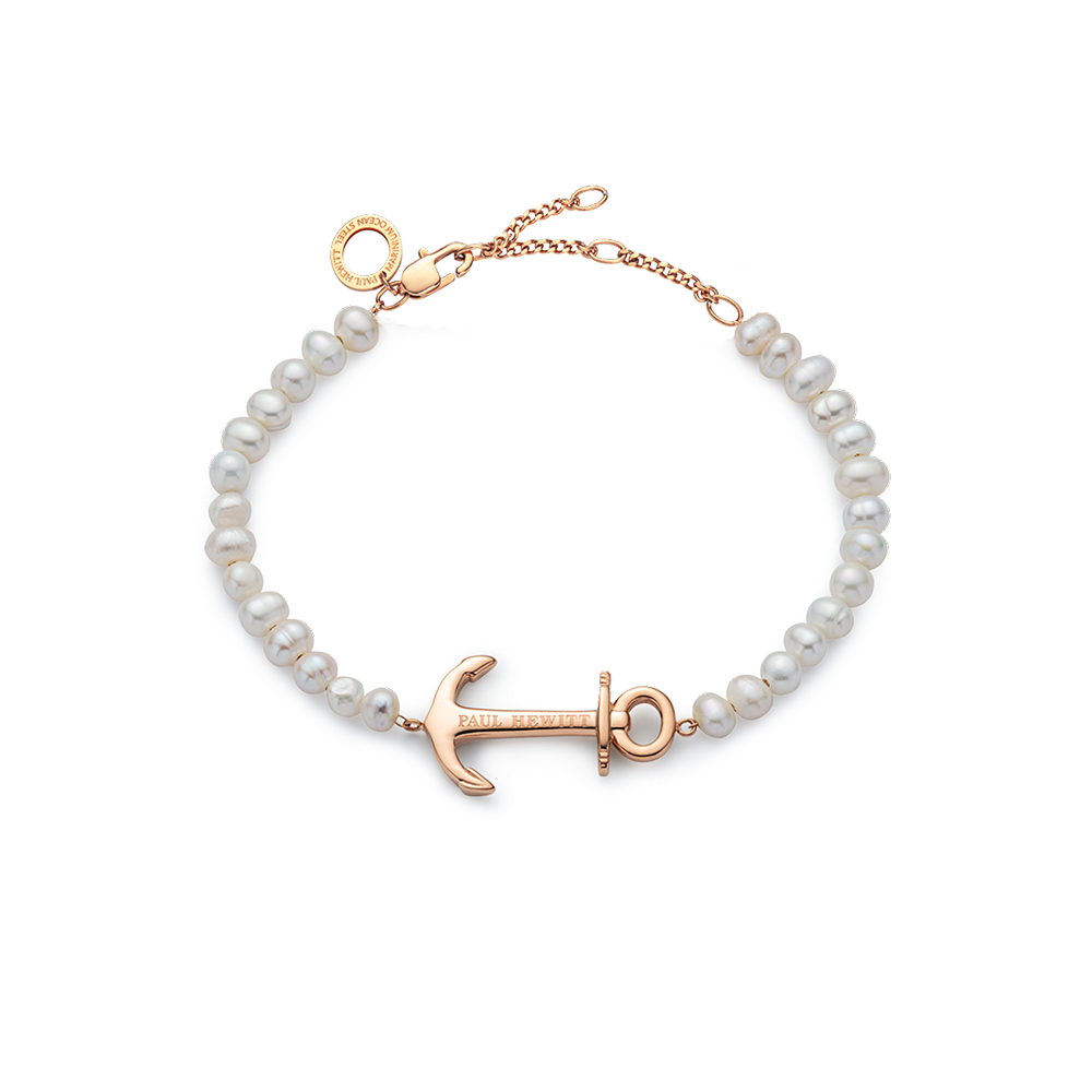 The Anchor Beads Bracelet Rose Gold Pearl