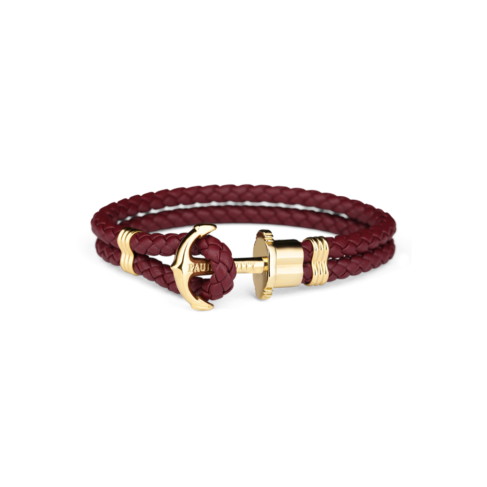 Ankerarmband Phrep Gold Leder Dark Berry