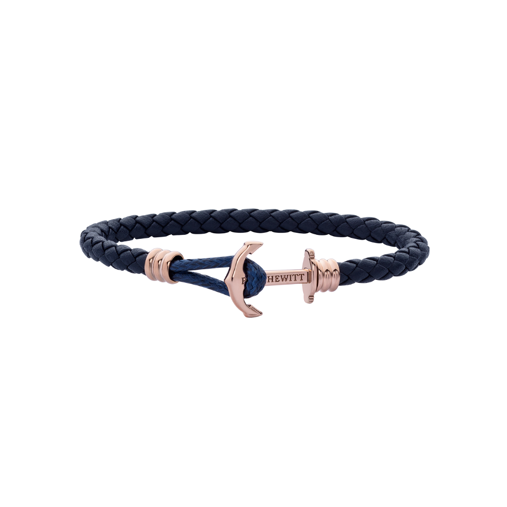 Ankerarmband Phrep Lite Roségold Leder Marineblau
