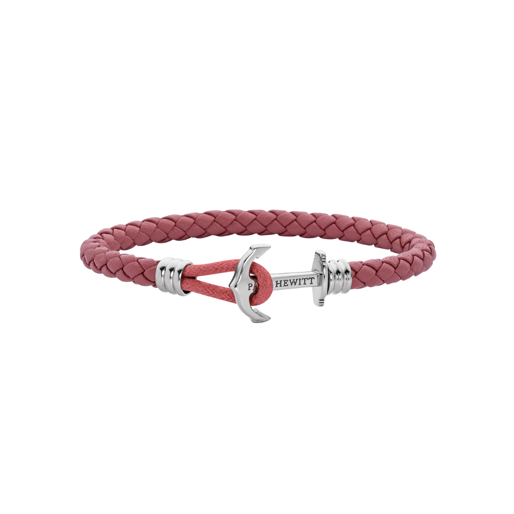 Ankerarmband Phrep Lite Silber Leder Raspberry