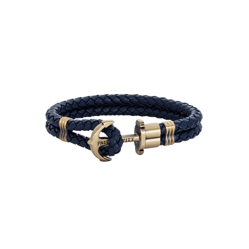 Anchor bracelet Phrep brass leather navy blue