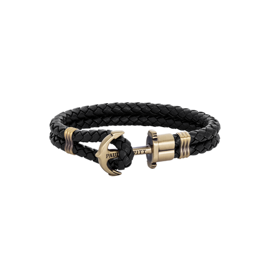 Anchor bracelet Phrep brass leather black