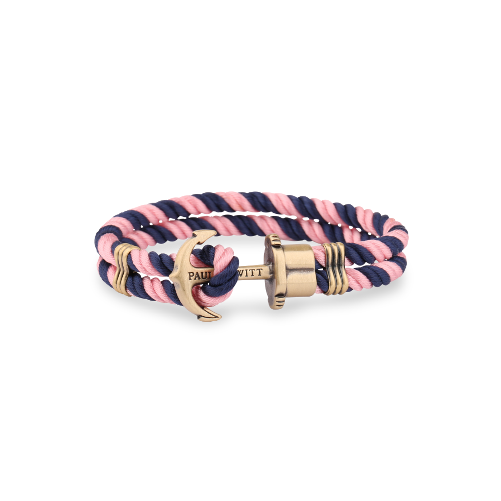 Ankerarmband Phrep Messing Nylon Marineblau Rosa