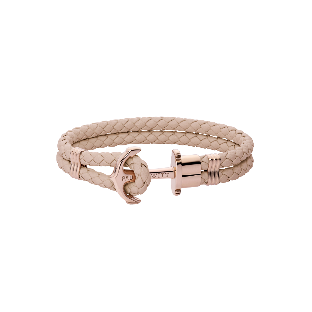 Ankerarmband Phrep Roségold Leder Hazelnut