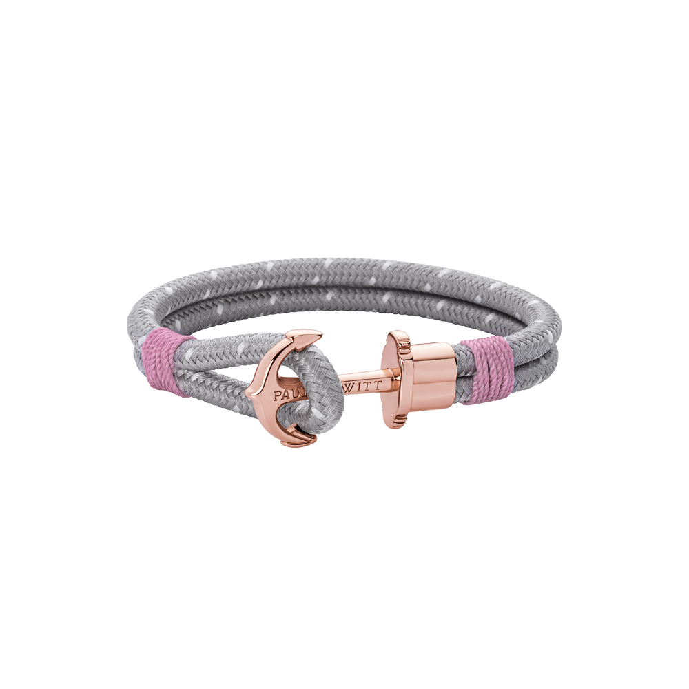 Ankerarmband Phrep Roségold Nylon Grau Rosa