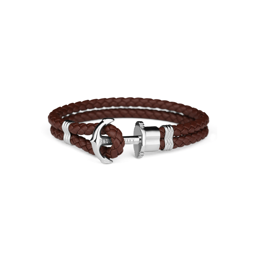 Ankerarmband Phrep Silber Leder Braun