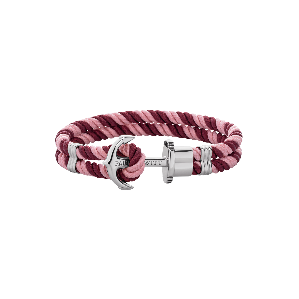 Ankerarmband Phrep Silber Nylon Aurora Dark Berry
