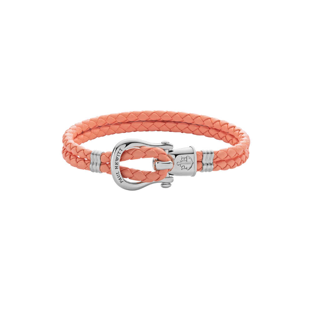 Armband Phinity Silber Leder Apricot
