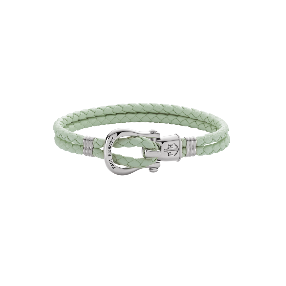 Armband Phinity Silber Leder Mint